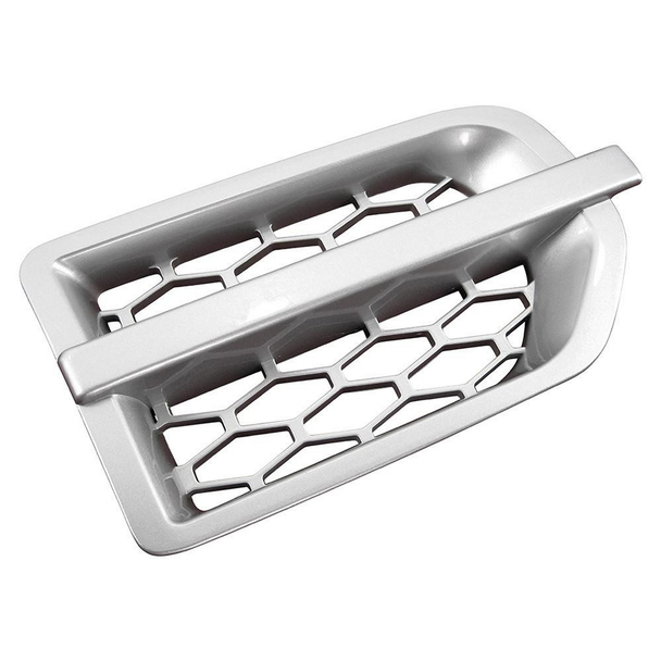 Britpart Air Intake Wing Grille Silver Discovery 4 Style for Discovery 3, automotive air intake grille with hexagonal mesh pattern and silver finish.