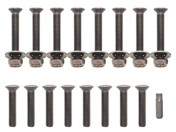 Britpart Front Door Hinge Bolt Kit Stainless Steel for Defender Puma, set of stainless steel door hinge bolts with nuts and a tool for easy installation. Britpart Front Door Hinge Bolt Kit Stainless Steel for Defender Puma, set of stainless steel door hinge bolts with nuts and a tool for easy installation.