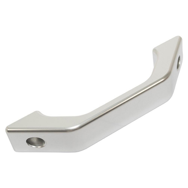 Britpart Silver Aluminium Interior Door Handle for Defender, a silver metallic door handle designed for Defender vehicles.