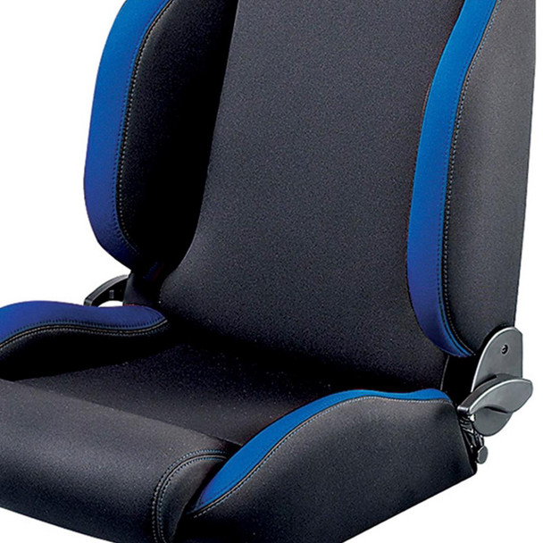 Sparco Seat - DA7302, ergonomic racing seat with black and blue upholstery, adjustable headrest and seat position, designed for comfort and support in motorsports.