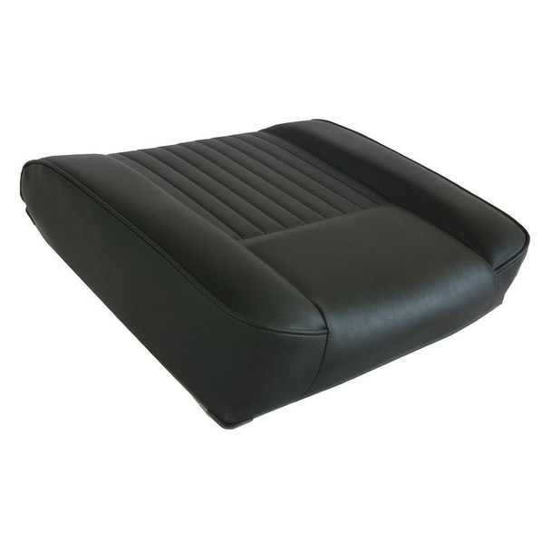 Direct Replacement Deluxe Black Vinyl Outer Seat Cushion for Series, black vinyl seat cushion with horizontal stitching pattern.