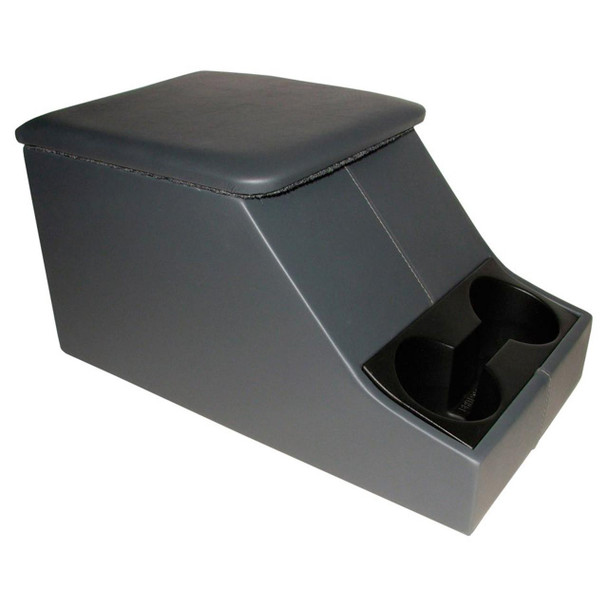 Britpart Cubby Box Arm Rest & Cup Holder Grey Vinyl - DA2035LCS for Defender, grey vinyl cubby box with arm rest and built-in cup holder features.