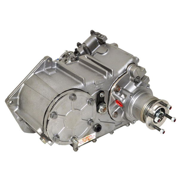 Britpart Remanufactured 1.2.1 Ratio Transfer Box for Defender Tdci, automotive transfer case with metallic silver finish and mounting bolt details. Britpart Remanufactured 1.2.1 Ratio Transfer Box for Defender Tdci, automotive transfer case with metallic silver finish and mounting bolt details.