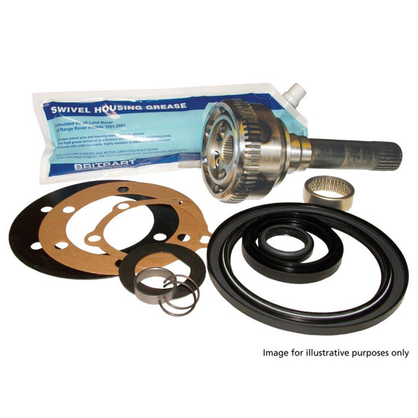 Britpart CV Joint Kit - Non-ABS, 23/10 Splines for Defender, includes CV joint, gaskets, seals, and grease for vehicle repair.