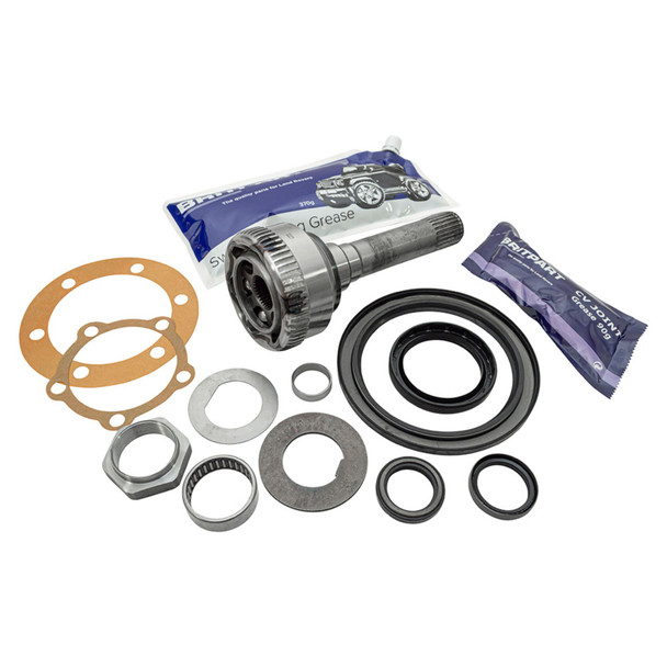 Britpart 24 Spline CV Joint Kit for Defender, automotive replacement parts with CV joint, seals, and grease.