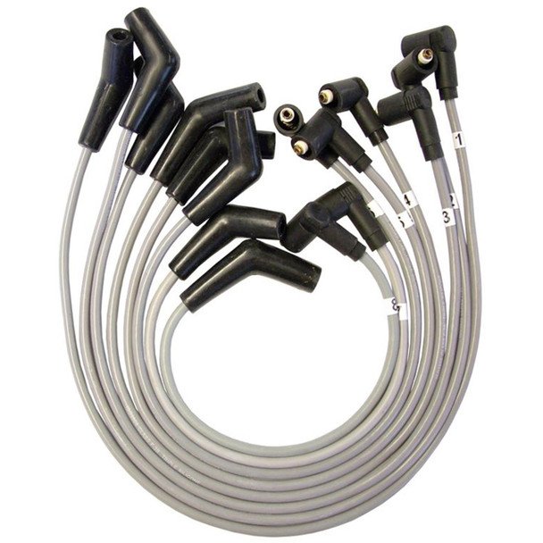 OEM Parts Ignition Lead Set for Discovery 2 & Range Rover P38, ignition spark plug wires with black rubber boots and silver cables.