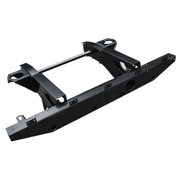 Britpart Rear Cross Member with Long Extensions for Defender 90 Td5 & Puma, black metal automotive chassis part for vehicle support and stability.