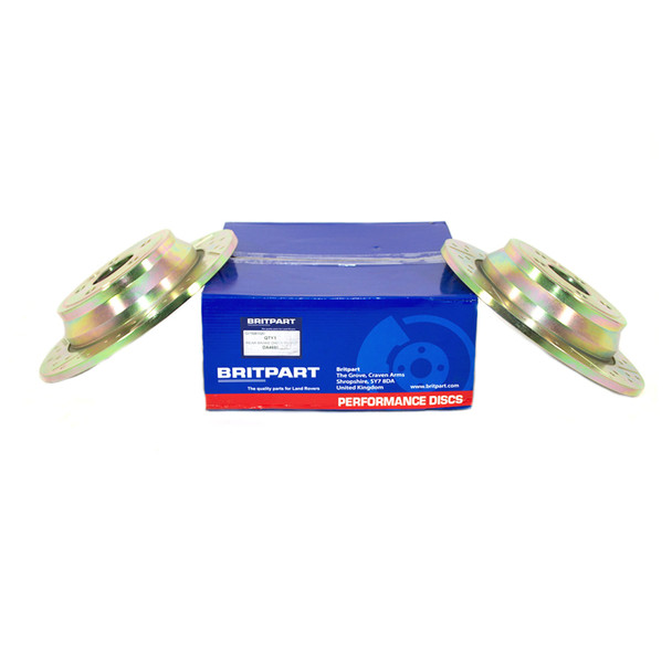 Freelander 2 Rear Solid Brake Discs Drilled and Grooved Performance Upgrade from JGS4x4