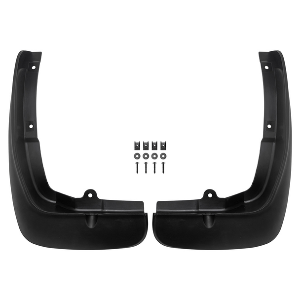 Direct Replacement Front Mud Flaps - CAS500070PCL for Range Rover Sport, black plastic mud flaps shown in the image.