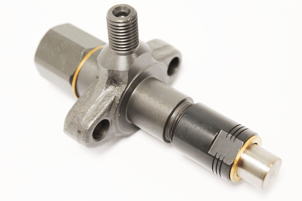 Direct Replacement Diesel Fuel Injector - 564332, for Series & Defender 2.25, 2.5D, showing a close-up of the metallic fuel injector with threaded and nozzle parts. Direct Replacement Diesel Fuel Injector - 564332, for Series & Defender 2.25, 2.5D, showing a close-up of the metallic fuel injector with threaded and nozzle parts.