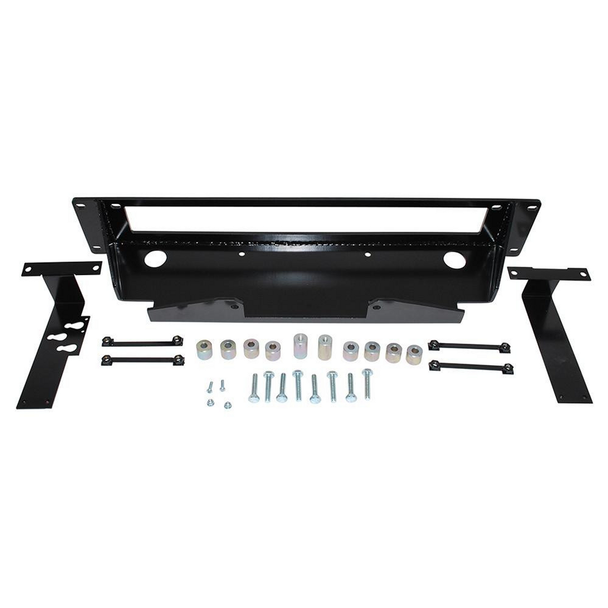 Britpart Discrete Recovery Winch Mount for Range Rover Sport, black metal mounting bracket with screws and bolts for off-road recovery equipment installation.