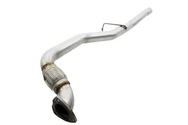 Terrafirma De-Cat Front Down Pipe for Discovery 3 2.7 TDV6, automotive exhaust component with curved metal pipe and flex joint for vehicle emission system.