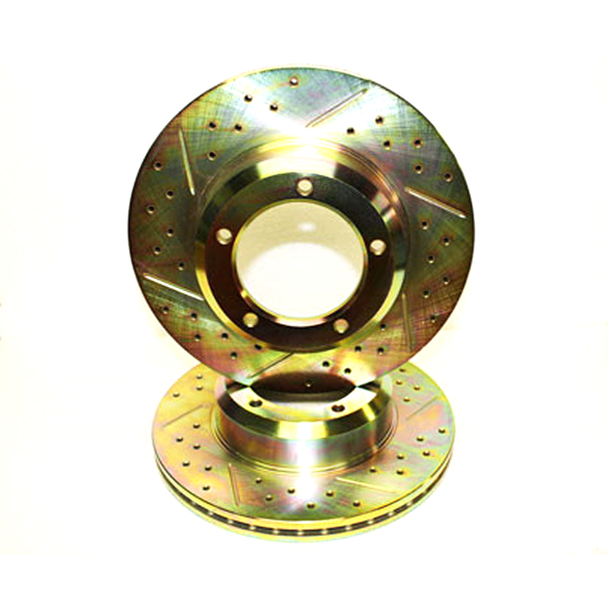 Defender/Discovery 1 Front Brake Disc Cross Drilled & Grooved - Vented from JGS4x4