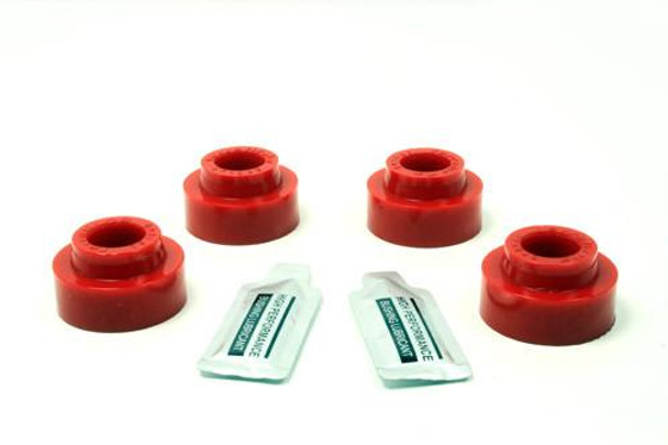 Terrafirma Front Radius Arm Bush Kit Chassis End (NRC4514), image of red rubber bushings and white grease packets for vehicle suspension repair. Terrafirma Front Radius Arm Bush Kit Chassis End (NRC4514), image of red rubber bushings and white grease packets for vehicle suspension repair.