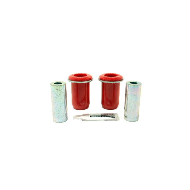 Terrafirma Rear Suspension Arm Bush (LR054831), red bushings with metal sleeves and a tube of bush lubrication grease on a white background.