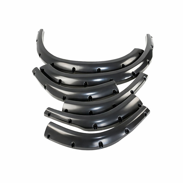 Terrafirma Discovery 2 Extra Wide Wheel Arch Kit, black plastic wheel arch extensions with bolt holes for off-road vehicle enhancement.