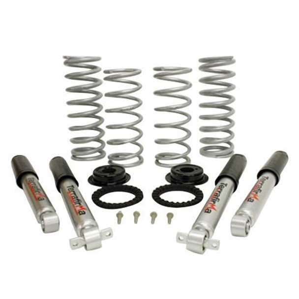 Terrafirma Heavy Load, 2-Inch Suspension Lift Kit for Discovery 2 | TF228, including coil springs, shock absorbers, and mounting hardware for vehicle suspension enhancement.