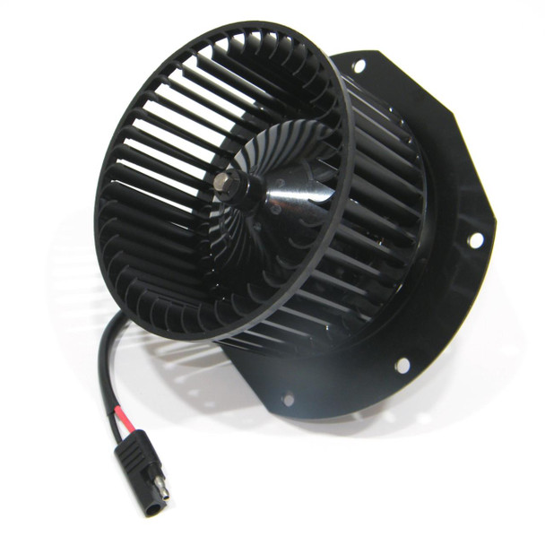 Direct Replacement Heater Motor Blower And Fan for Defender (Right Hand Drive), black automotive heater blower motor with fan and mounting bracket.