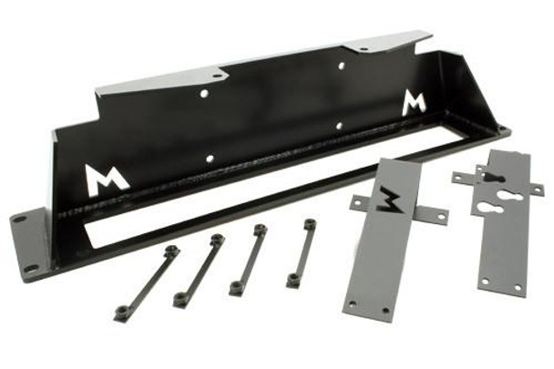 Terrafirma Discrete Winch Mount for Discovery 3, Discovery 4, and Range Rover Sport, black metal winch mounting bracket with bolts and mounting plates. Terrafirma Discrete Winch Mount for Discovery 3, Discovery 4, and Range Rover Sport, black metal winch mounting bracket with bolts and mounting plates.