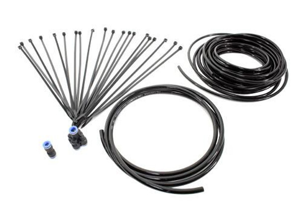 Terrafirma TF166 Wading Kit for Defender 2.4 Td4 Puma, image showing a set of black wading pipes, connectors, and installation accessories on a white background. Terrafirma TF166 Wading Kit for Defender 2.4 Td4 Puma, image showing a set of black wading pipes, connectors, and installation accessories on a white background.
