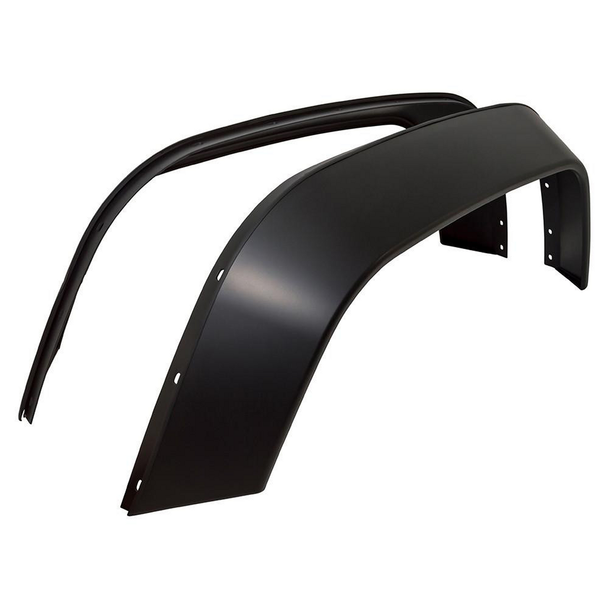 Britpart Front 30mm Wider Wheel Arch Pair for Defender, black plastic wheel arch extensions for Defender vehicle.