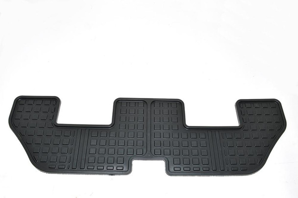 Genuine Land Rover 3rd Row Rubber Floor Mat Set for Discovery 4, black rubber floor mats designed for the third row seating area, with textured surface and custom fit. Genuine Land Rover 3rd Row Rubber Floor Mat Set for Discovery 4, black rubber floor mats designed for the third row seating area, with textured surface and custom fit.