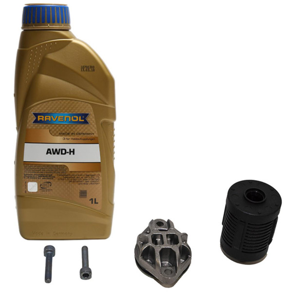 JGS 4X4 Haldex Filter & Fluid Service Kit GEN4 for Freelander 2, with a bottle of Ravenol AWD-H fluid, a Haldex filter, and other installation accessories. JGS 4X4 Haldex Filter & Fluid Service Kit GEN4 for Freelander 2, with a bottle of Ravenol AWD-H fluid, a Haldex filter, and other installation accessories.