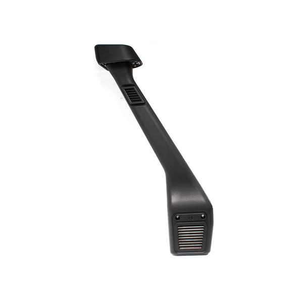 Terrafirma Raised Air Intake Kit for Defender 300TDi Td5 & Puma, black air intake tube with air filter, designed for improved airflow and engine performance.