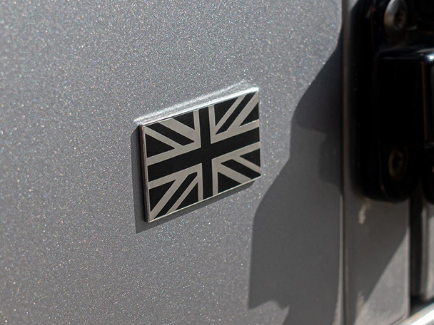 Self Adhesive Black & Chrome Union Jack Badge from JGS4x4
