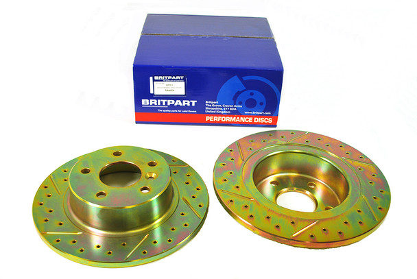 Land Rover Range Rover P38 Drilled and Grooved Performance Upgrade Rear Brake Discs - DA4604