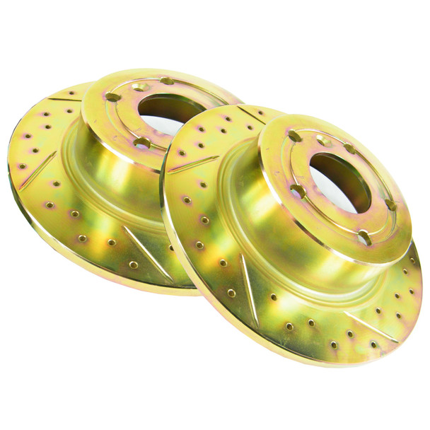 Rear Solid Brake Discs Drilled and Grooved Performance Upgrade for Range Rover P38 from JGS4x4