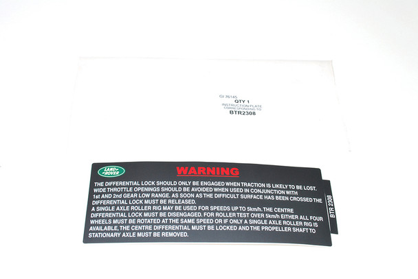 Instruction Plate - BTR2308 | OEM from JGS4x4