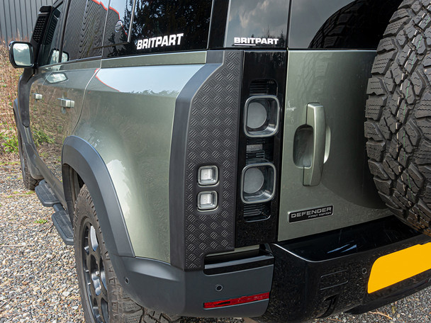 Aluminium Chequer Plate Style Rear Light Trim - DA2976 for New Defender from JGS4x4