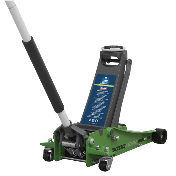 Low Profile Trolley Jack with Rocket Lift 3 Tonne - Green