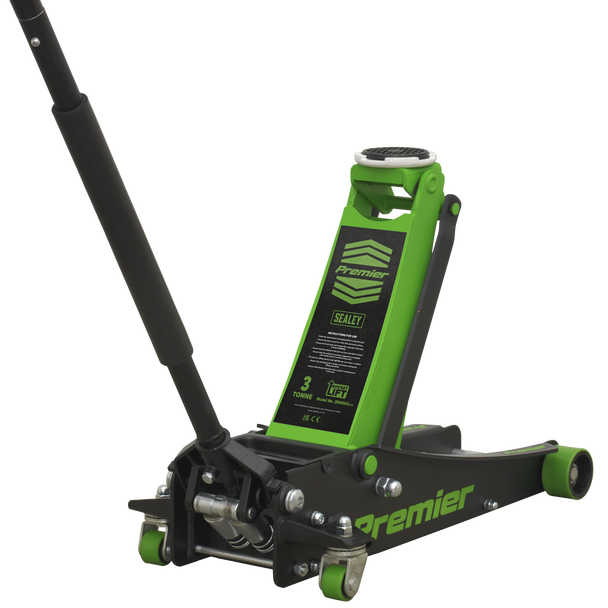 Premier Low Profile Trolley Jack with Rocket Lift 3 Tonne - Green