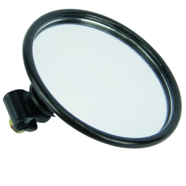 Ashtree Series Round Wing Mirror Head, round black wing mirror with mounting attachment for vehicle side mirror.