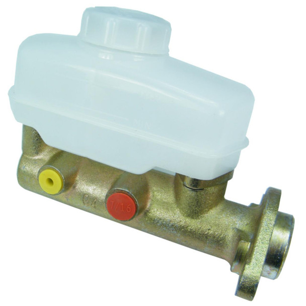 Direct Replacement Brake Master Cylinder Dual Line - 90577520 for Series 3 109 LWB, automotive brake fluid reservoir with dual lines and mounting flange.