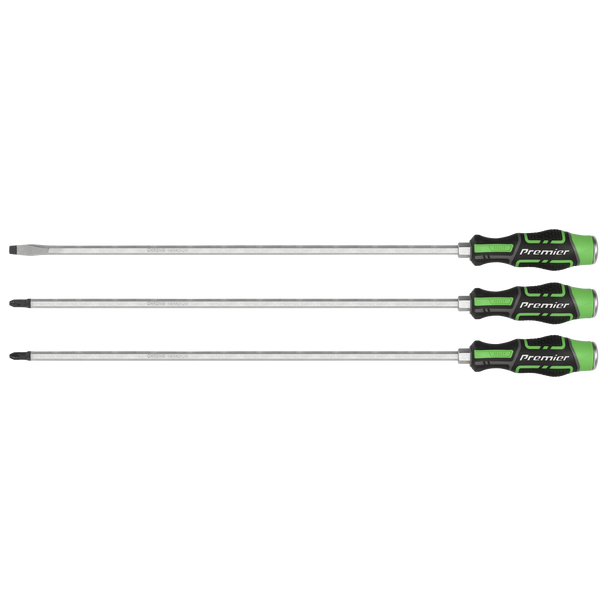 Premier Extra-Long Hammer-Thru Screwdriver Set 450mm 3pc - Hi-Vis Green
