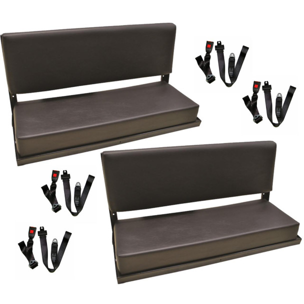 Direct Replacement Rear Bench Seat Black Vinyl County C/W Lap Seat Belts x2 (Pair) for Defender, car upholstery with seat belts attached for rear seating area. Direct Replacement Rear Bench Seat Black Vinyl County C/W Lap Seat Belts x2 (Pair) for Defender, car upholstery with seat belts attached for rear seating area.