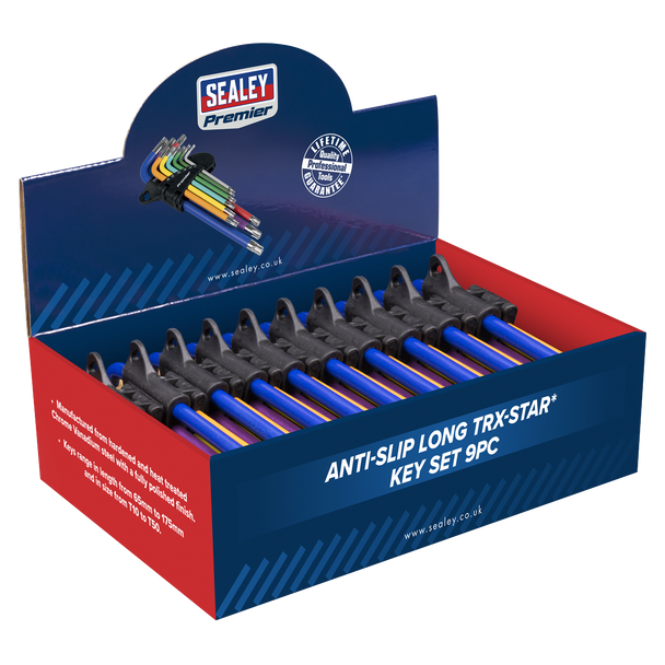 Anti-Slip Long TRX-Star* Key Set 9pc - Display Box of 10