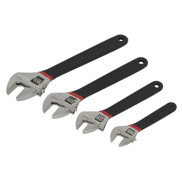 Premier Adjustable Wrench Set Ni-Fe Finish 4pc