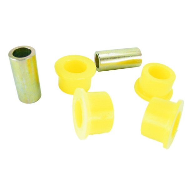 Direct Replacement Panhard Rod Polyurethane Poly Bush x2 for Defender & Discovery 1, yellow polyurethane bushings and metal sleeves.