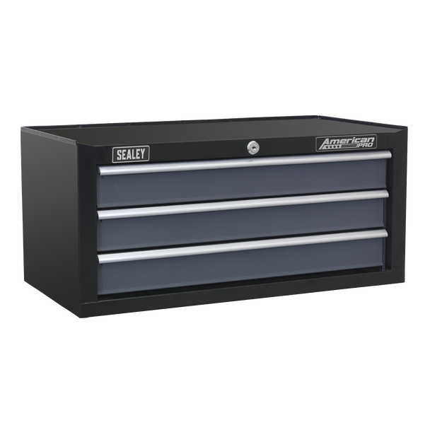 American PRO® Mid-Box Tool Chest 3 Drawer - Black/Grey