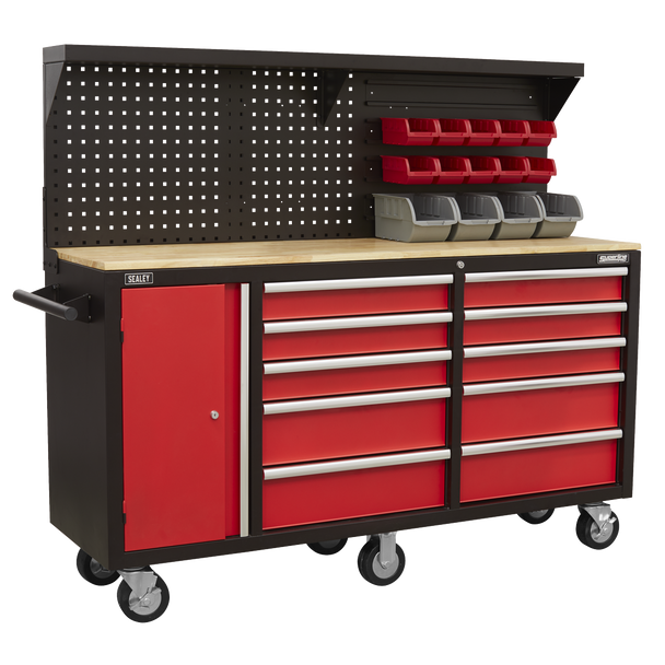 Superline PRO® Mobile Workstation with Backboard 10 Drawer