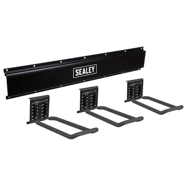 Wall Mounting Storage Rail with 3 Closed End Hooks