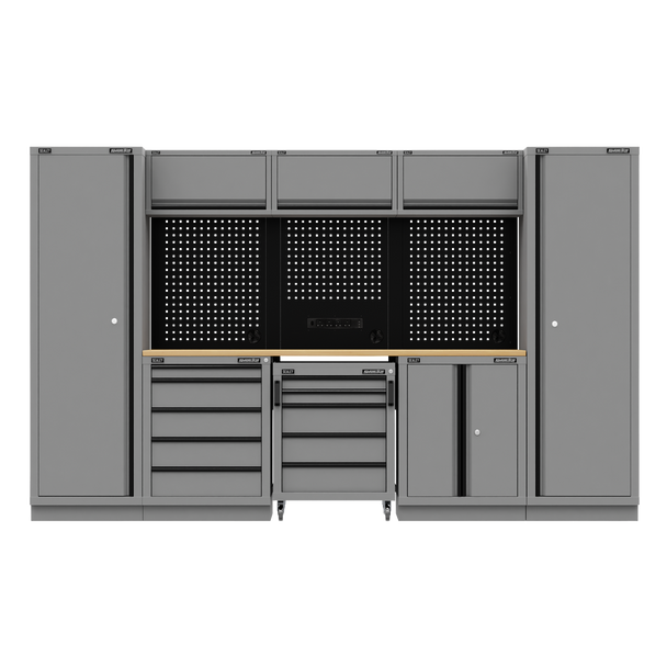 Superline PRO® Black Edition Storage System with Rubber Wood Worktop 3.24m