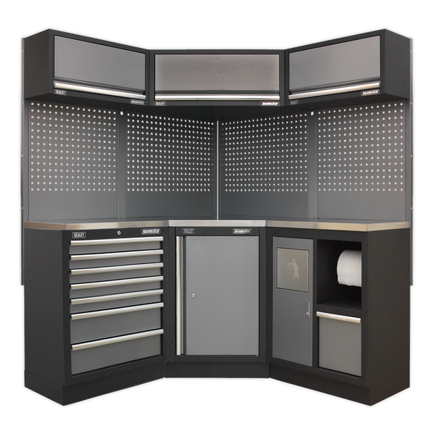 Superline PRO® Corner Storage System with Stainless Worktop 1.55m