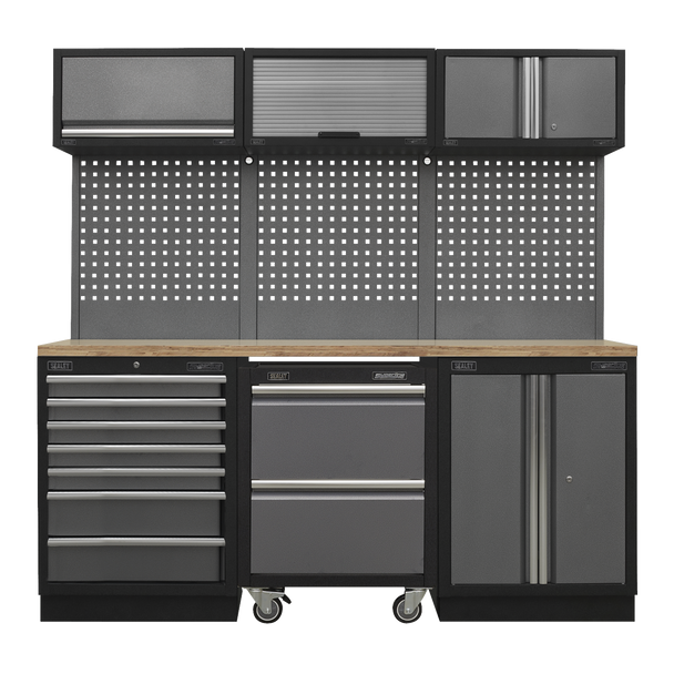Superline PRO® Storage System with Pressed Wood Worktop 2.04m - APMSSTACK12W