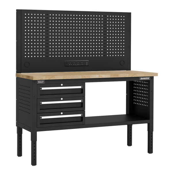 Superline PRO® Modular Workbench with 3 Drawers Wooden Worktop 1525mm