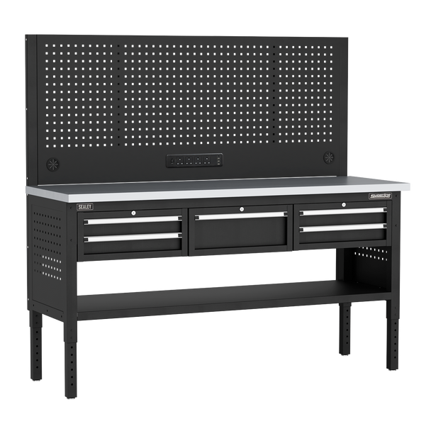 Superline PRO® Modular Workbench with 5 Drawers Stainless Steel Worktop 1830mm